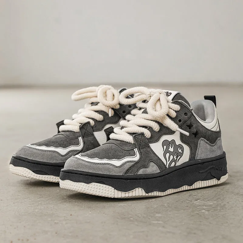 2024 New National Trend Flame Mountain Sneakers – Retro Deconstructed Casual Sports Shoes for Couples