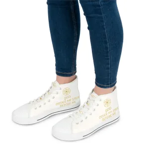 GOD ORDER MY STEPS BEFORE ME - Women's High Top Sneakers - White