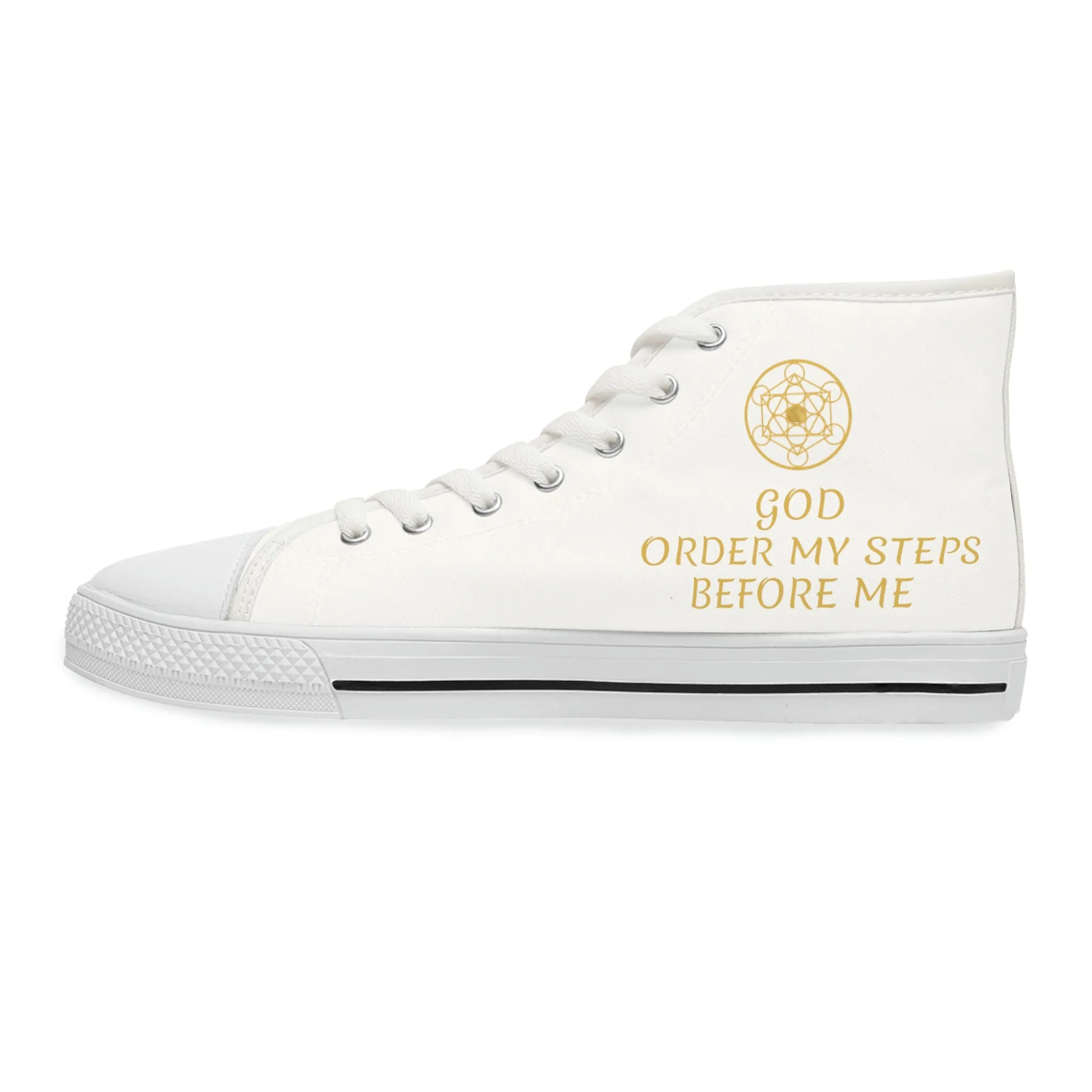 GOD ORDER MY STEPS BEFORE ME - Women's High Top Sneakers - White
