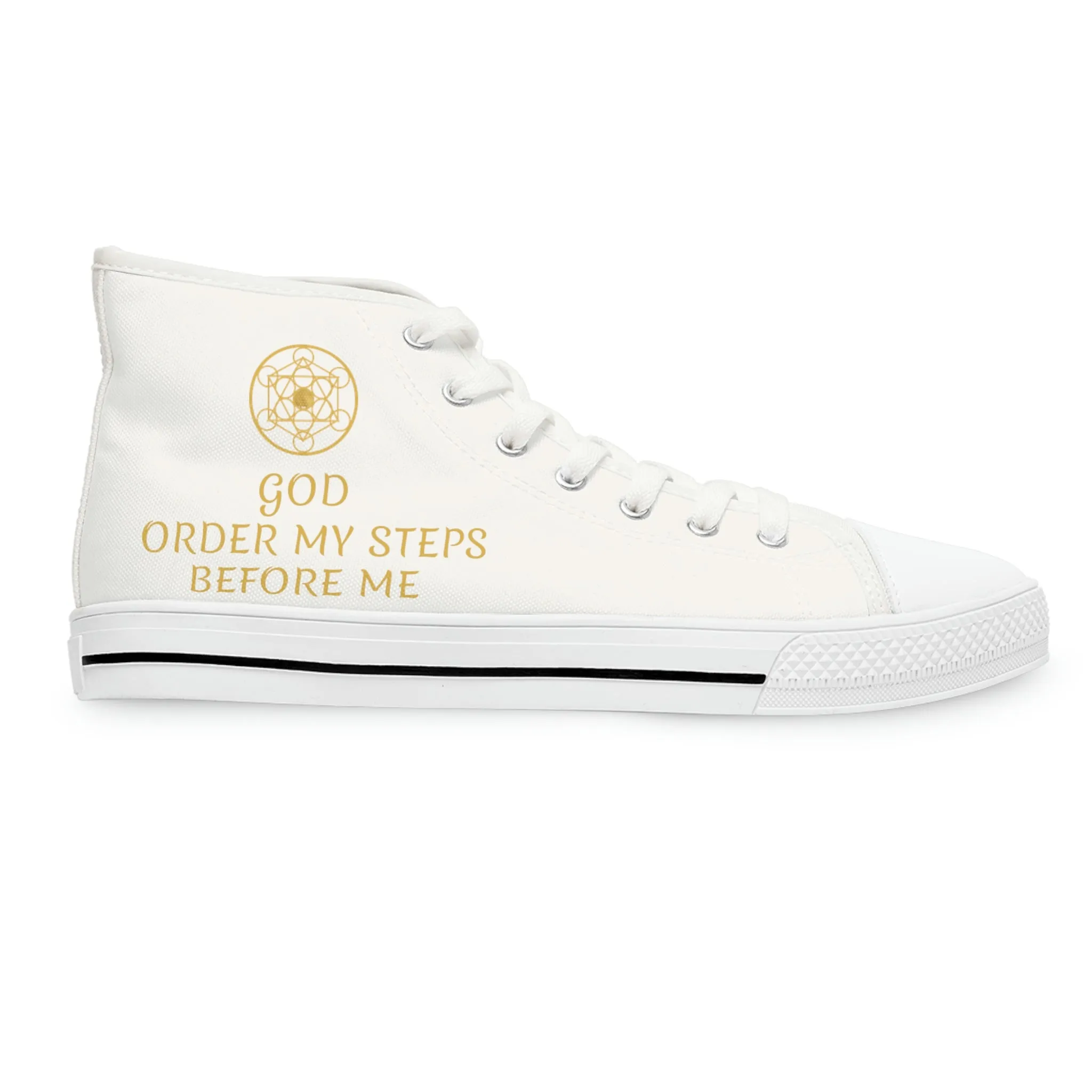 GOD ORDER MY STEPS BEFORE ME - Women's High Top Sneakers - White