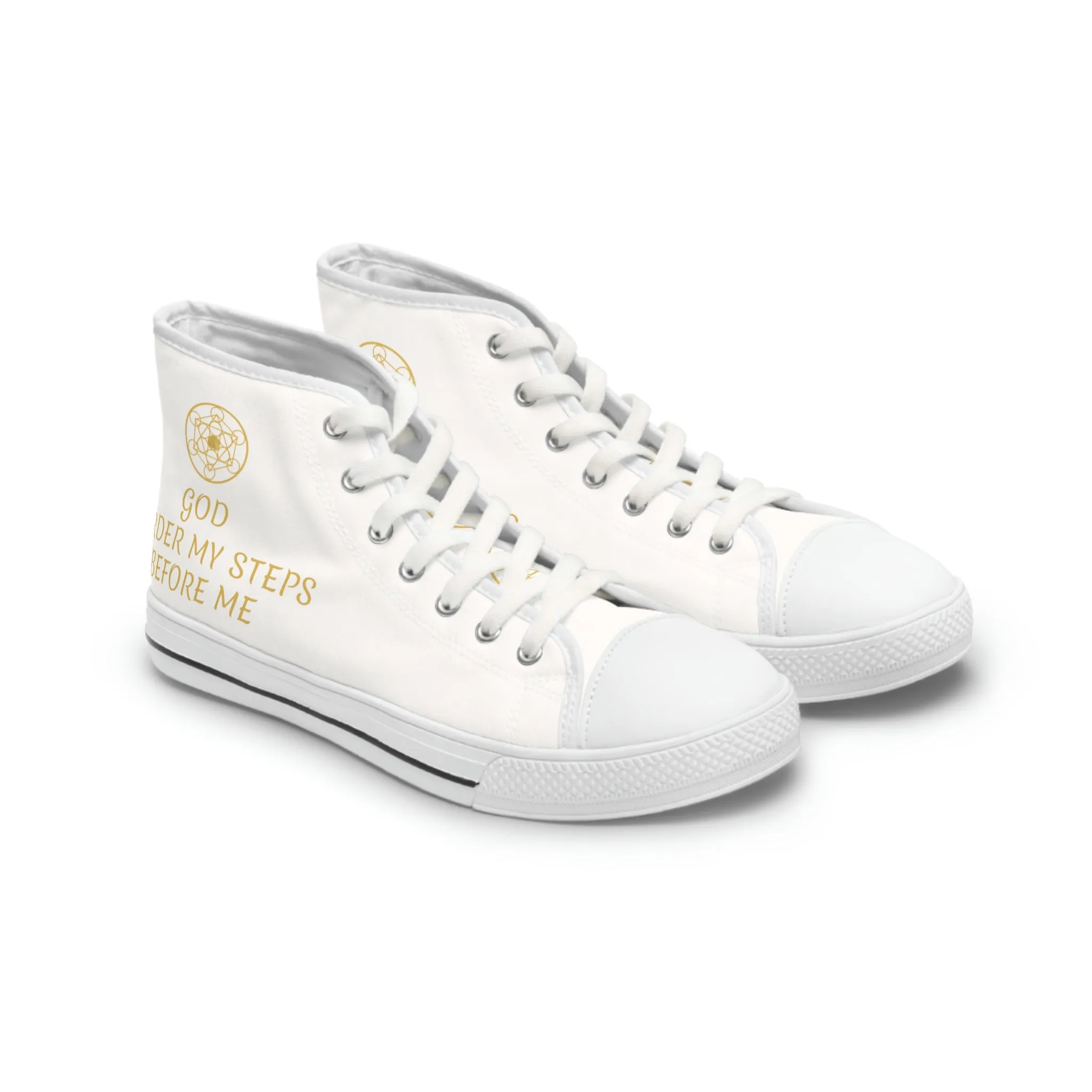 GOD ORDER MY STEPS BEFORE ME - Women's High Top Sneakers - White