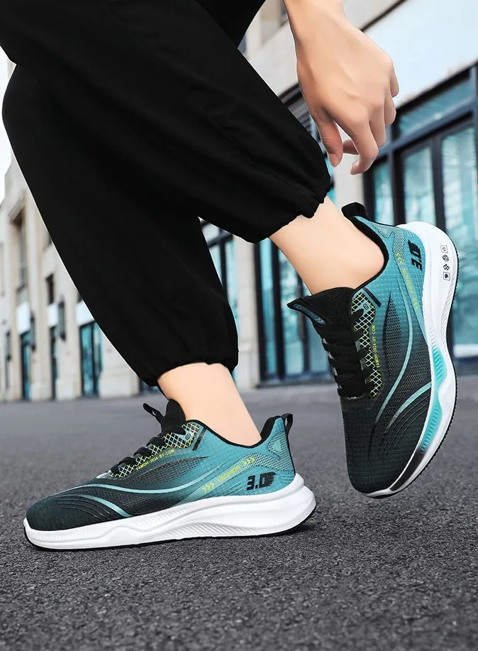Gradient Graphic Sneakers for Men with Breathable Mesh