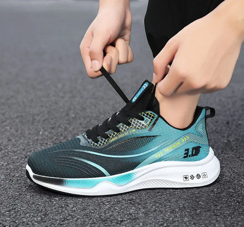 Gradient Graphic Sneakers for Men with Breathable Mesh
