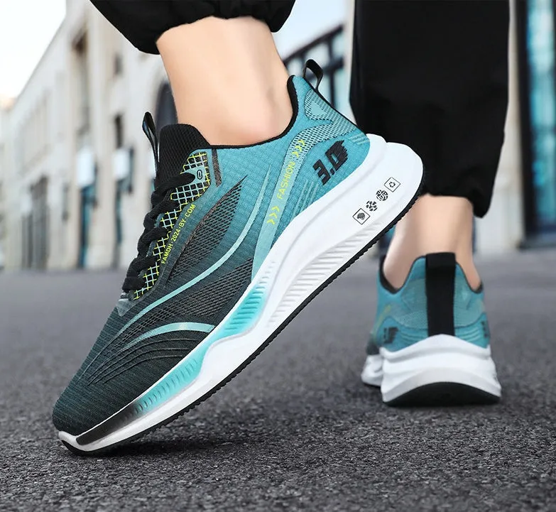 Gradient Graphic Sneakers for Men with Breathable Mesh