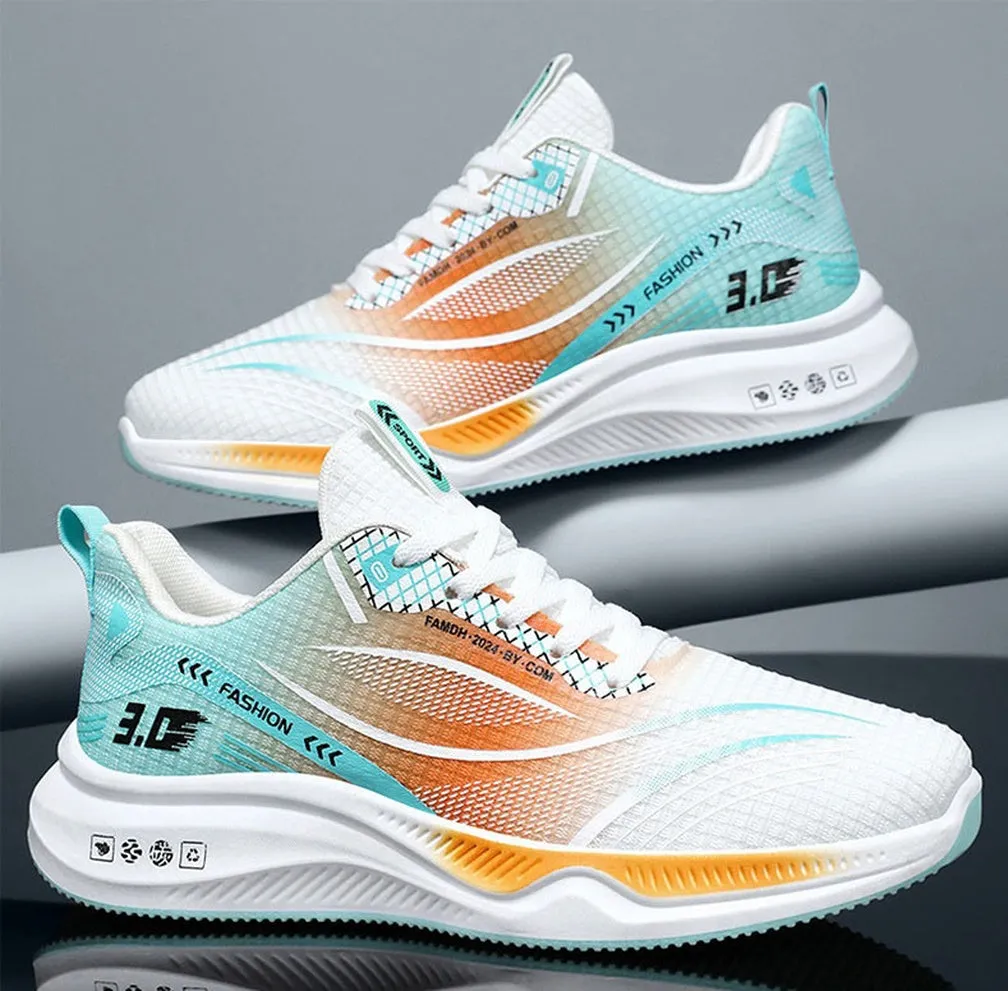 Gradient Graphic Sneakers for Men with Breathable Mesh