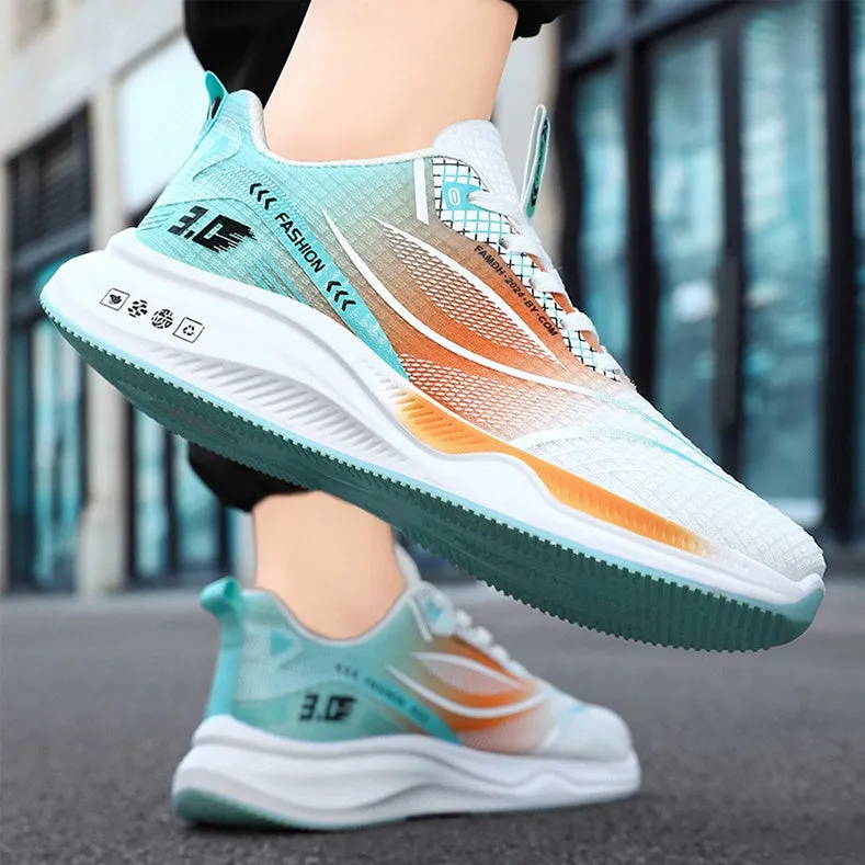 Gradient Graphic Sneakers for Men with Breathable Mesh