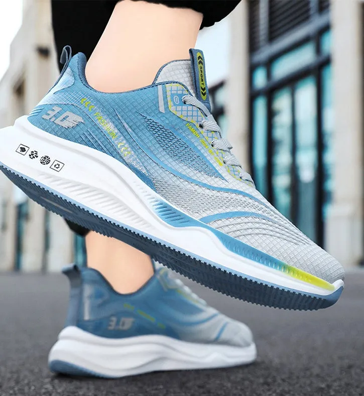 Gradient Graphic Sneakers for Men with Breathable Mesh