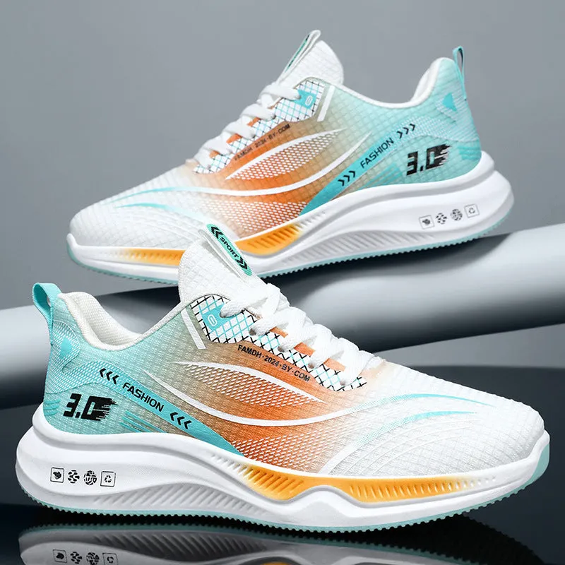 Gradient Graphic Sneakers for Men with Breathable Mesh