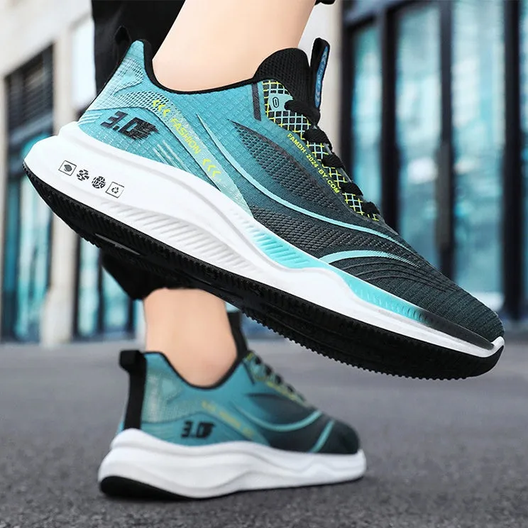Gradient Graphic Sneakers for Men with Breathable Mesh