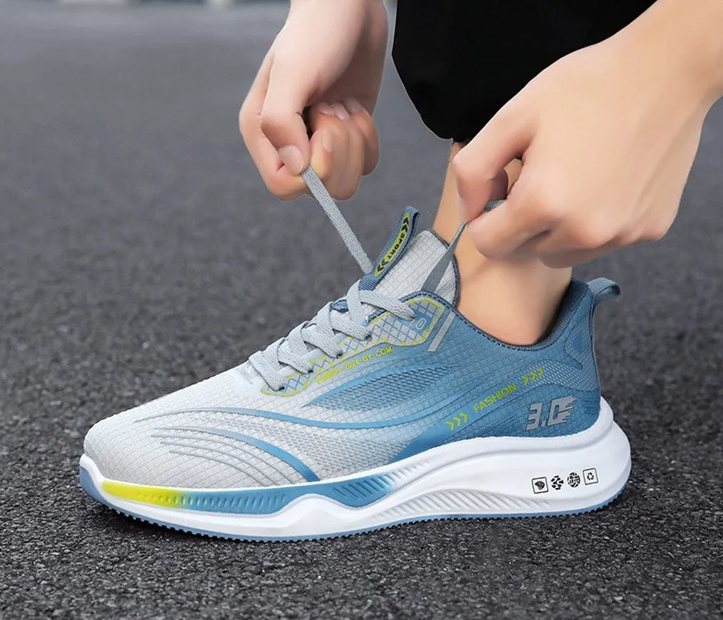 Gradient Graphic Sneakers for Men with Breathable Mesh