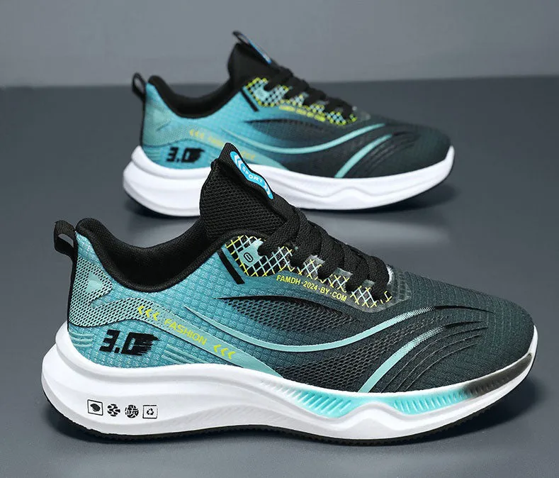 Gradient Graphic Sneakers for Men with Breathable Mesh