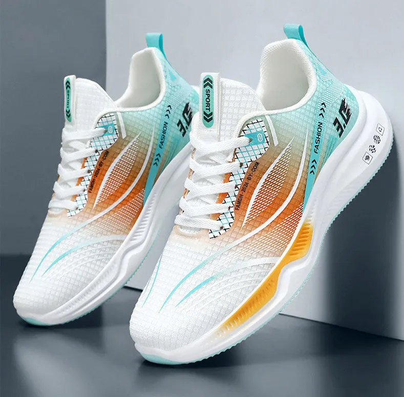 Gradient Graphic Sneakers for Men with Breathable Mesh