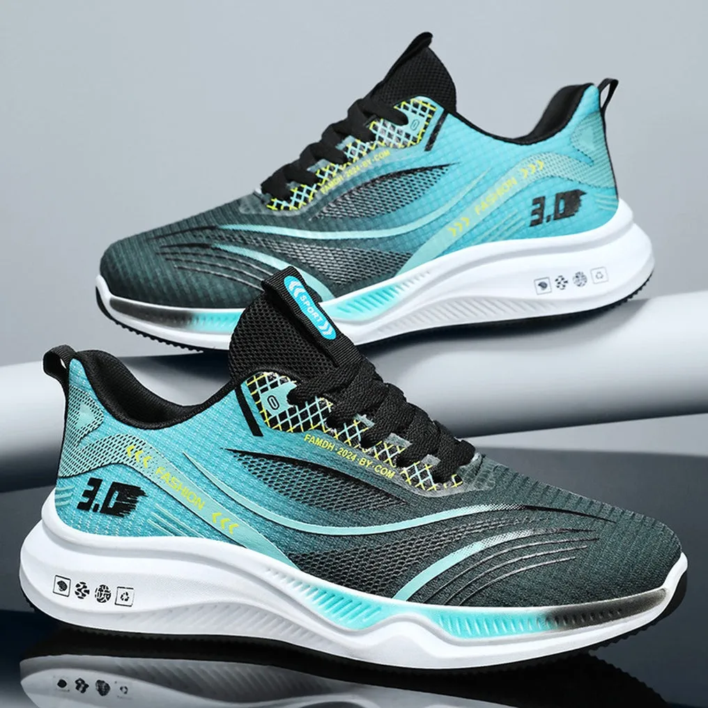 Gradient Graphic Sneakers for Men with Breathable Mesh