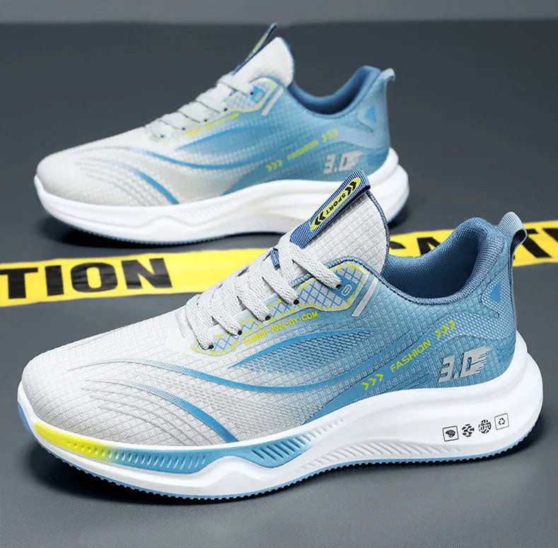 Gradient Graphic Sneakers for Men with Breathable Mesh