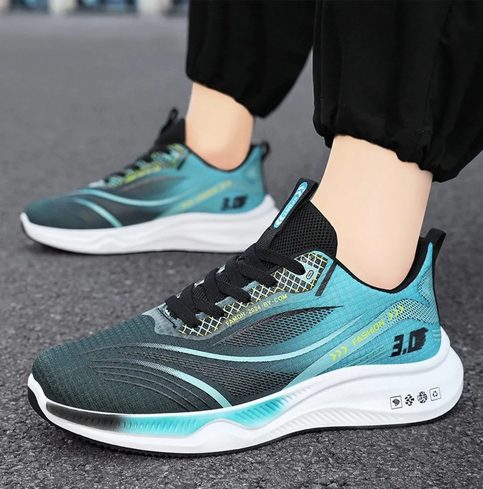 Gradient Graphic Sneakers for Men with Breathable Mesh
