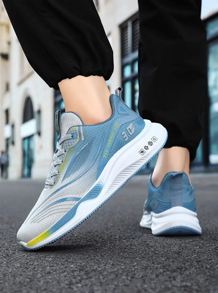 Gradient Graphic Sneakers for Men with Breathable Mesh