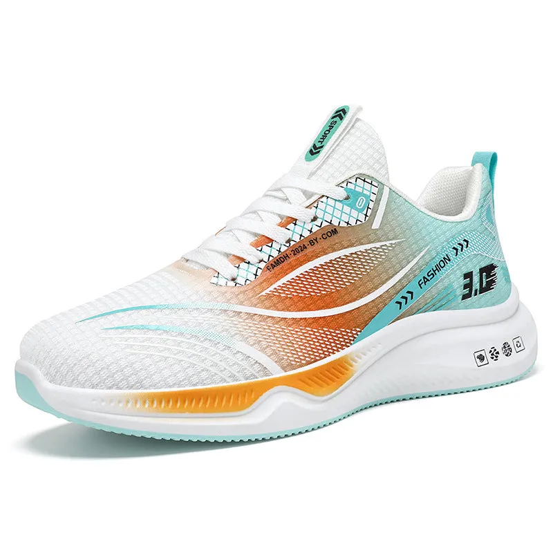 Gradient Graphic Sneakers for Men with Breathable Mesh