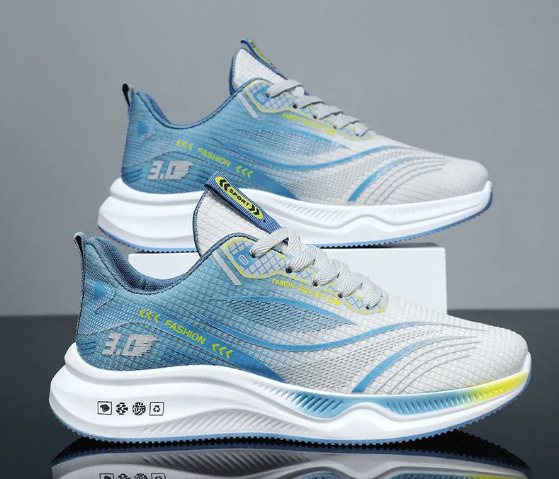 Gradient Graphic Sneakers for Men with Breathable Mesh