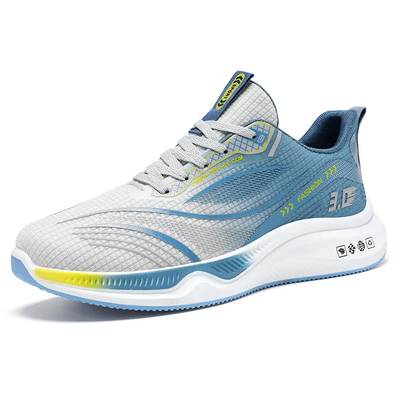 Gradient Graphic Sneakers for Men with Breathable Mesh