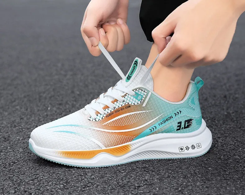 Gradient Graphic Sneakers for Men with Breathable Mesh